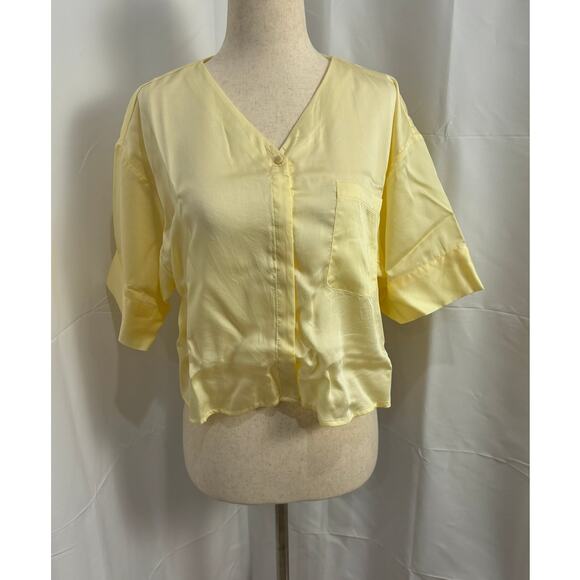 NWT Ettitude Sateen Short Sleeve Shirt - Vanilla XS - Picture 1 of 6